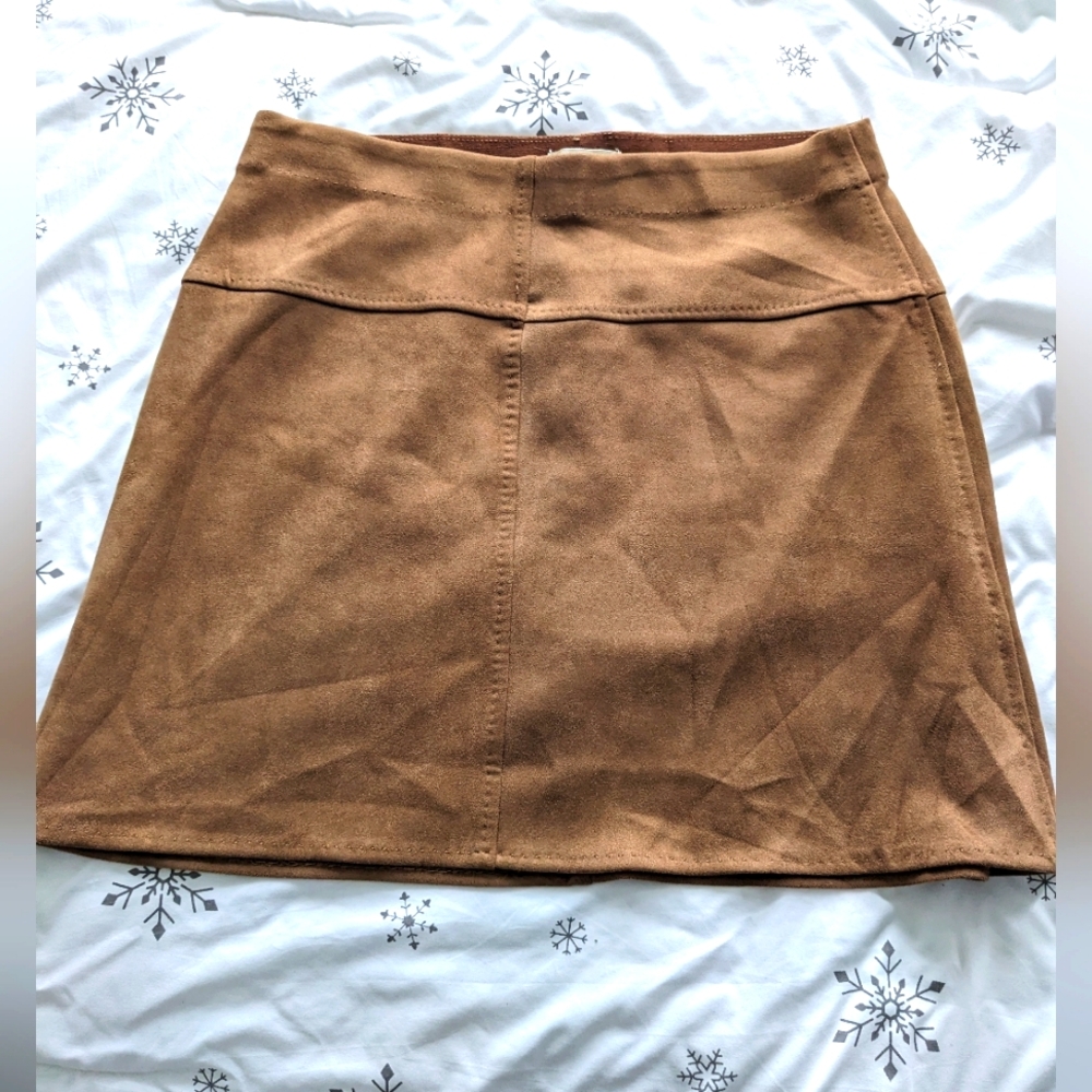 Women's Cowgirl Tan Suede Mini Skirt - Size US L - NWOT